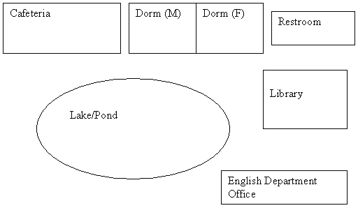 College campus map with number of teachers
